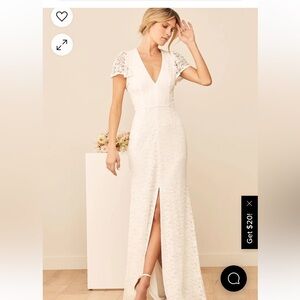 Lulus Your Hand in Mine White Lace Flutter Sleeve Maxi Dress
